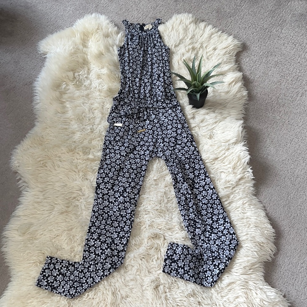 MICHAEL Michael Kors Black and White Floral Jumpsuit